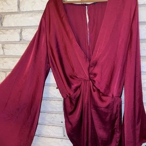 FashionNova red balloon sleeves dress